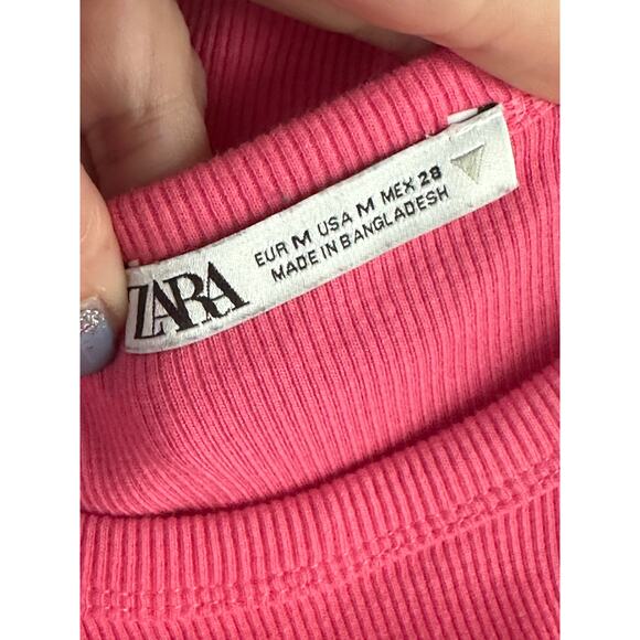Zara pink ribbed crop tank top size M - Picture 3 of 12